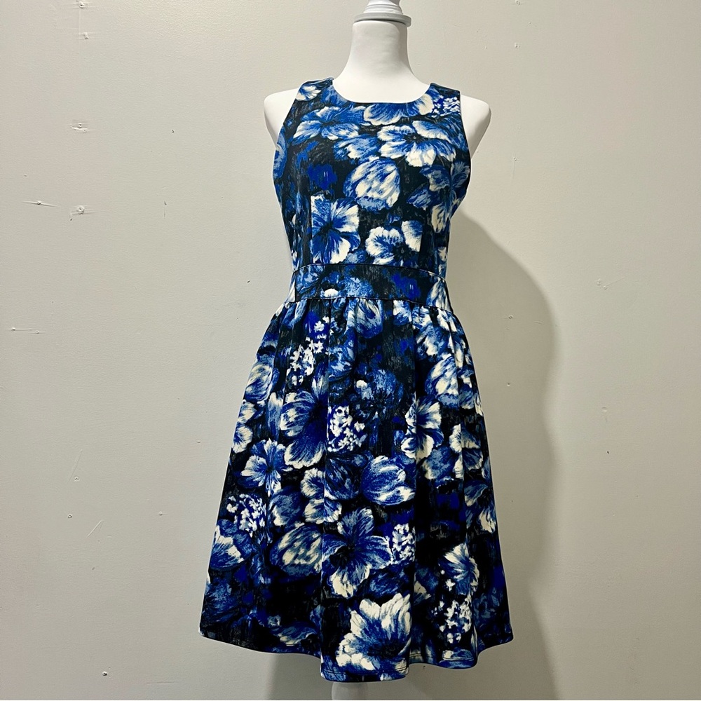 Elegant Blue Floral Mini Dress Isani Sz: M Cute Back!